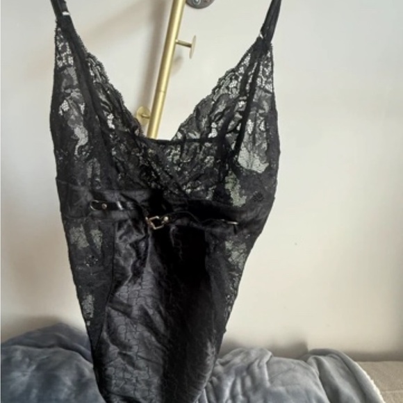 Other - Black Lace Satin Bodysuit